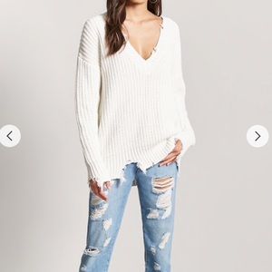 Distressed Ribbed Sweater